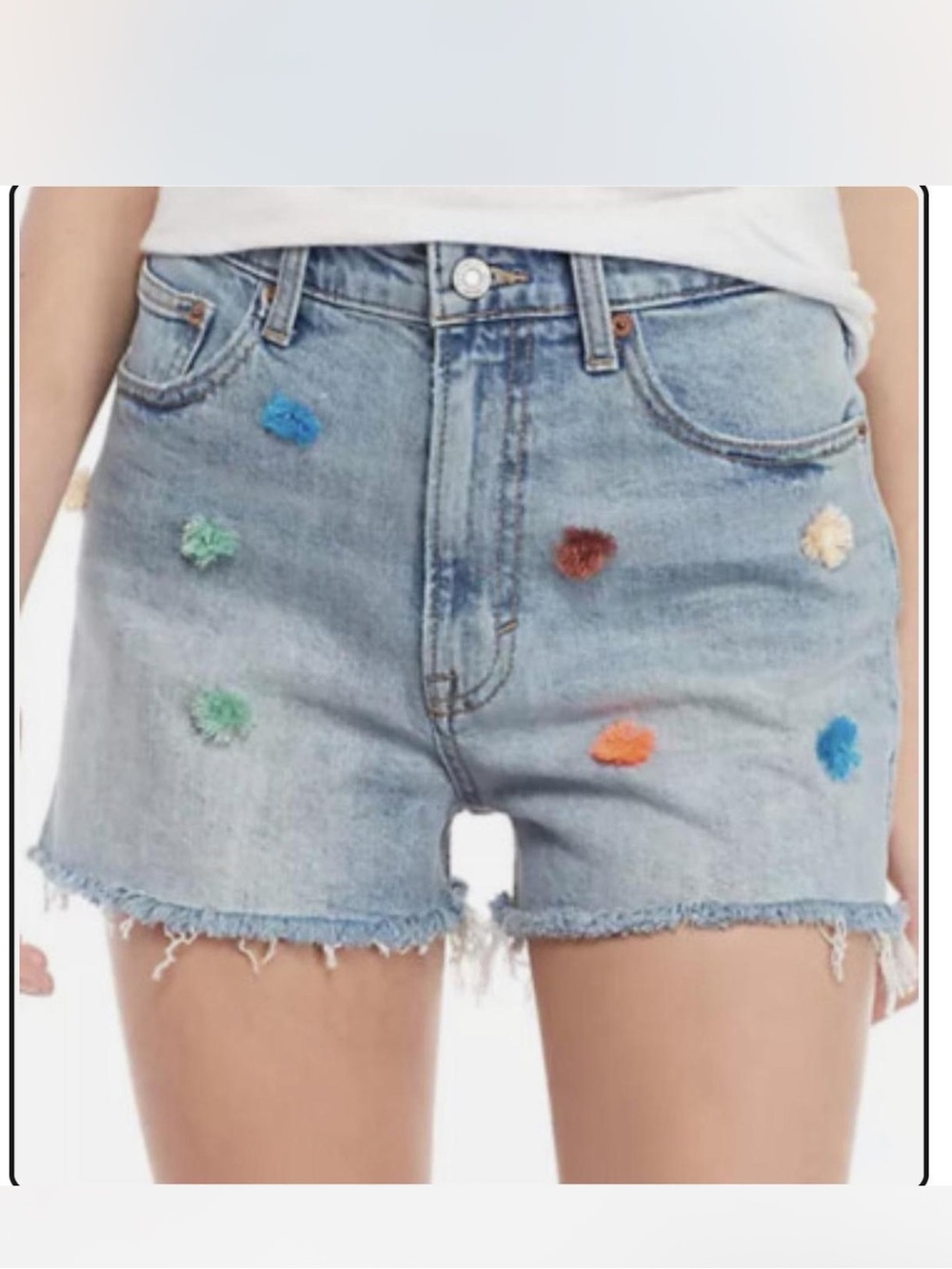 Lucky Brand Pom Pom Denim Cutoff Shorts Size 4‎
